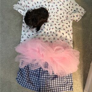 Ace Ventura Pet Detective- Flamingo Print Shirt with Pink Tutu and Plaid Shorts